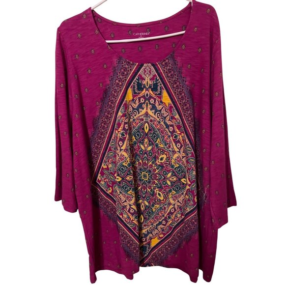 Catherines 1X 18/20W Womens Boho Tunic Top Boho Artsey Lagenlook - Picture 1 of 10